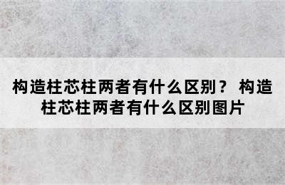 构造柱芯柱两者有什么区别？ 构造柱芯柱两者有什么区别图片